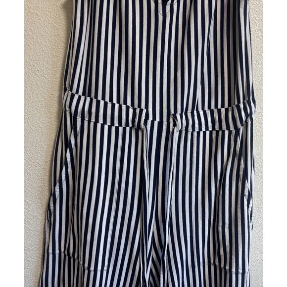 Navy White Striped Jumpsuit Size 1 (XS) Midi Nautical Coastal Quiet Luxury Prep - Picture 2 of 10